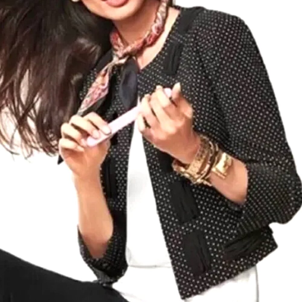 Cabi Black White Seaside Chic poka dot jacket size 2